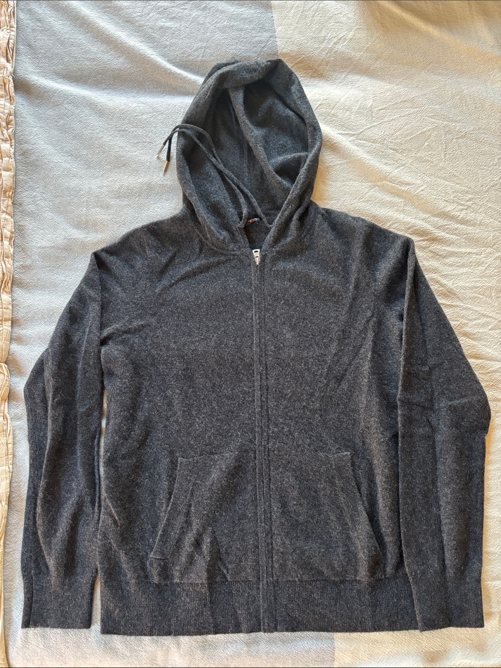 Quince Cashmere Women's Black Zip-Up Hoodie Sweater - Picture 2 of 3